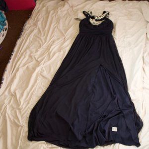 Trixxi Blue Jeweled Long Dress